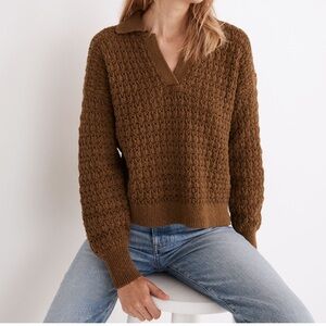 Madewell Open-Stitch Sunbury Polo Sweater (Medium, Never Worn)